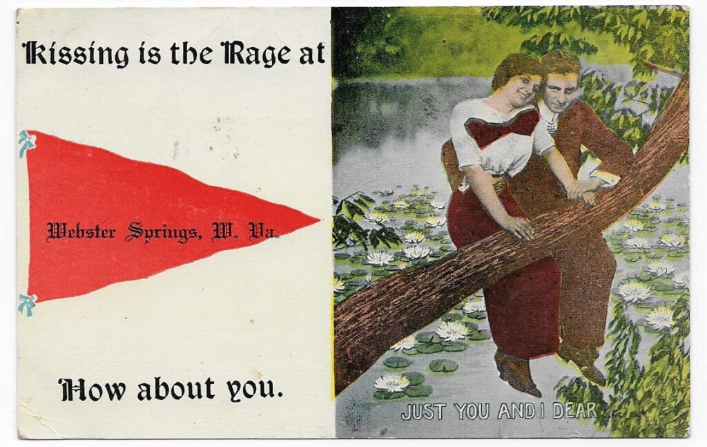 Kissing is the Rage ster Springs, West Virginia (1913) History In The Mail Postcards