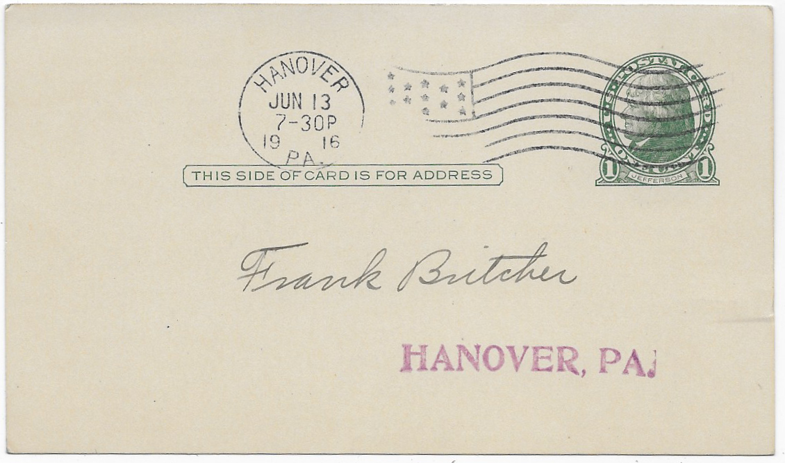 Paying Taxes in Hanover, PA 1916 History In The Mail Postcards