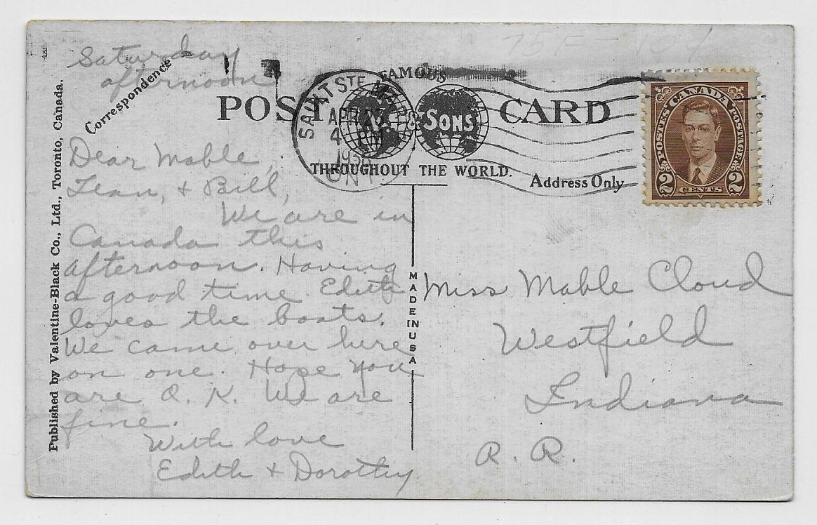 Edith Loves the Boats Sault Ste. Marie, Ontario (1938) History In