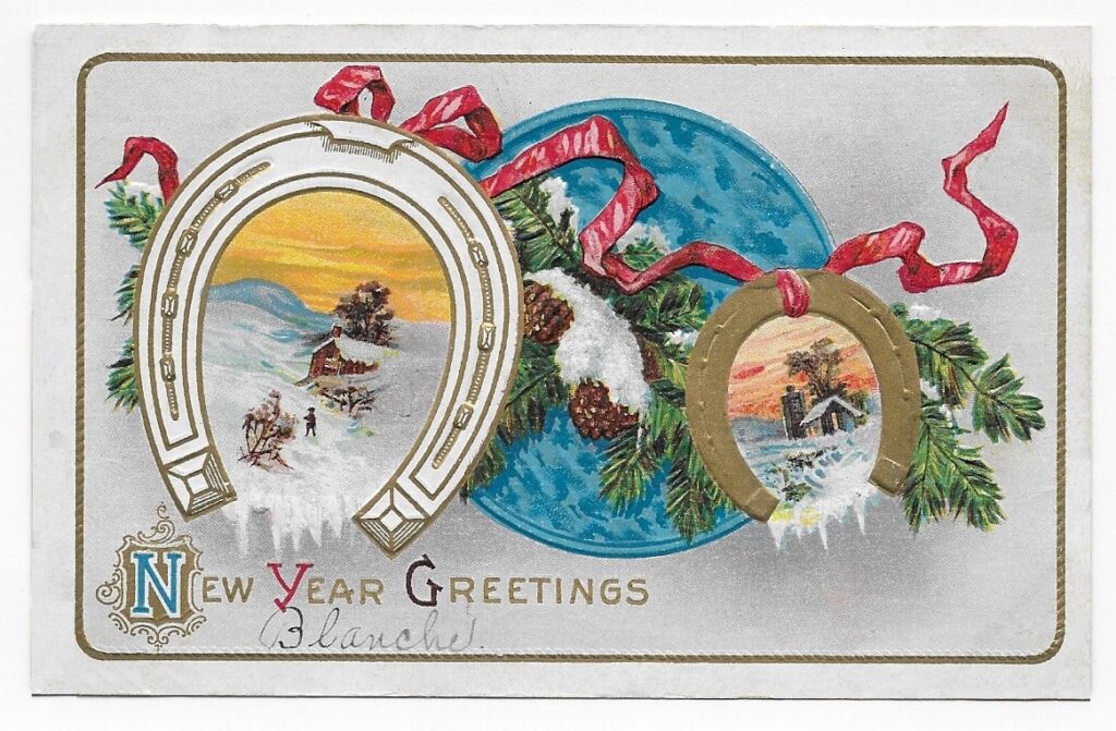 A New Year Horseshoe from Blanche Cochranville, PA (1911) History